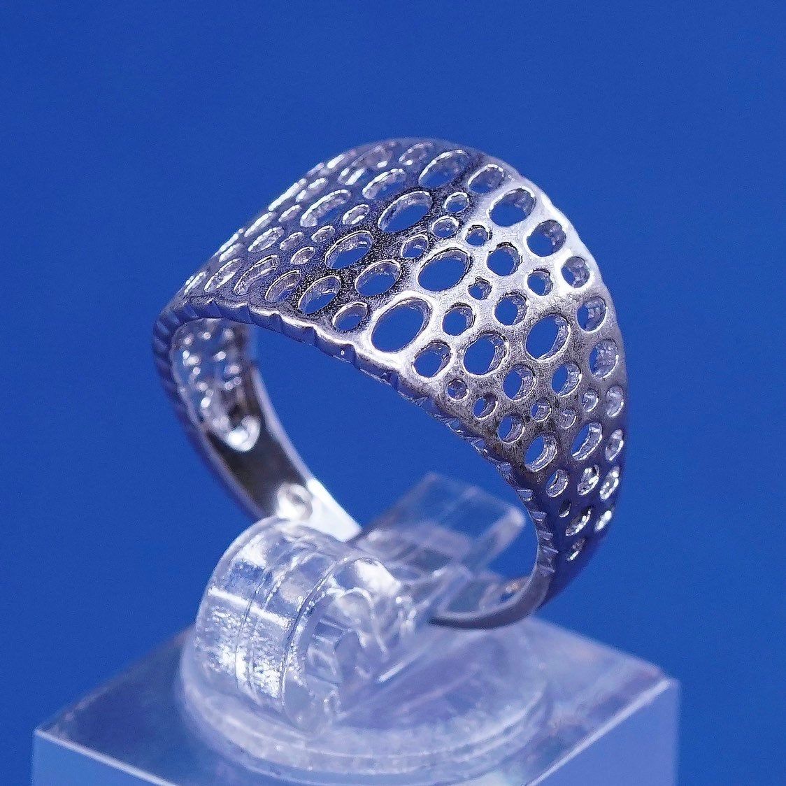 sz 7, vtg Sterling silver handmade ring, 925 band w/ filigree