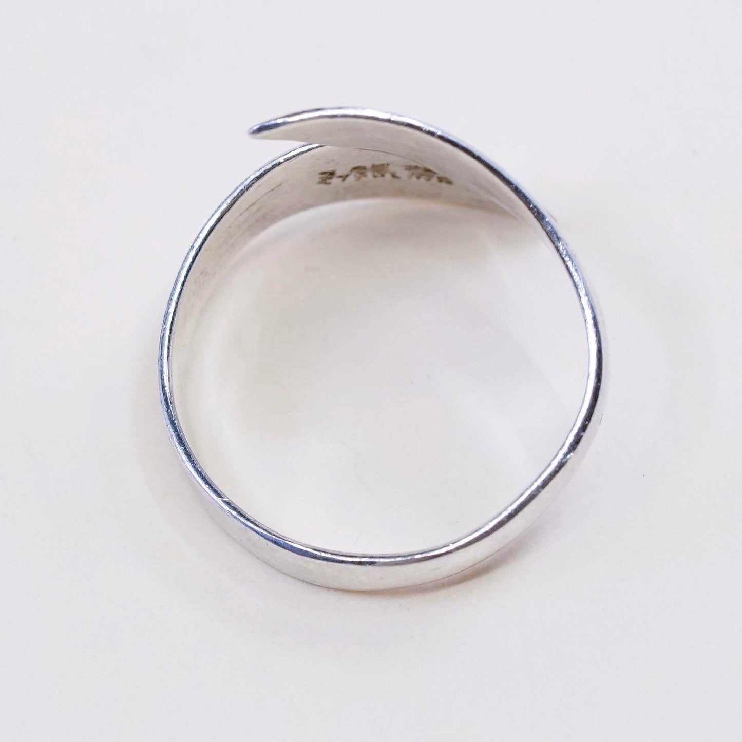 sz 7.25, vtg sterling silver handmade statement ring, mexico 925 wrap band