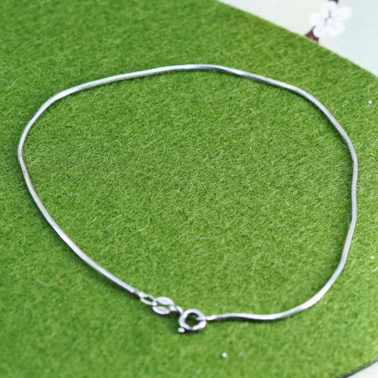 10.25”, Vintage Handmade sterling silver anklet, 925 snake chain