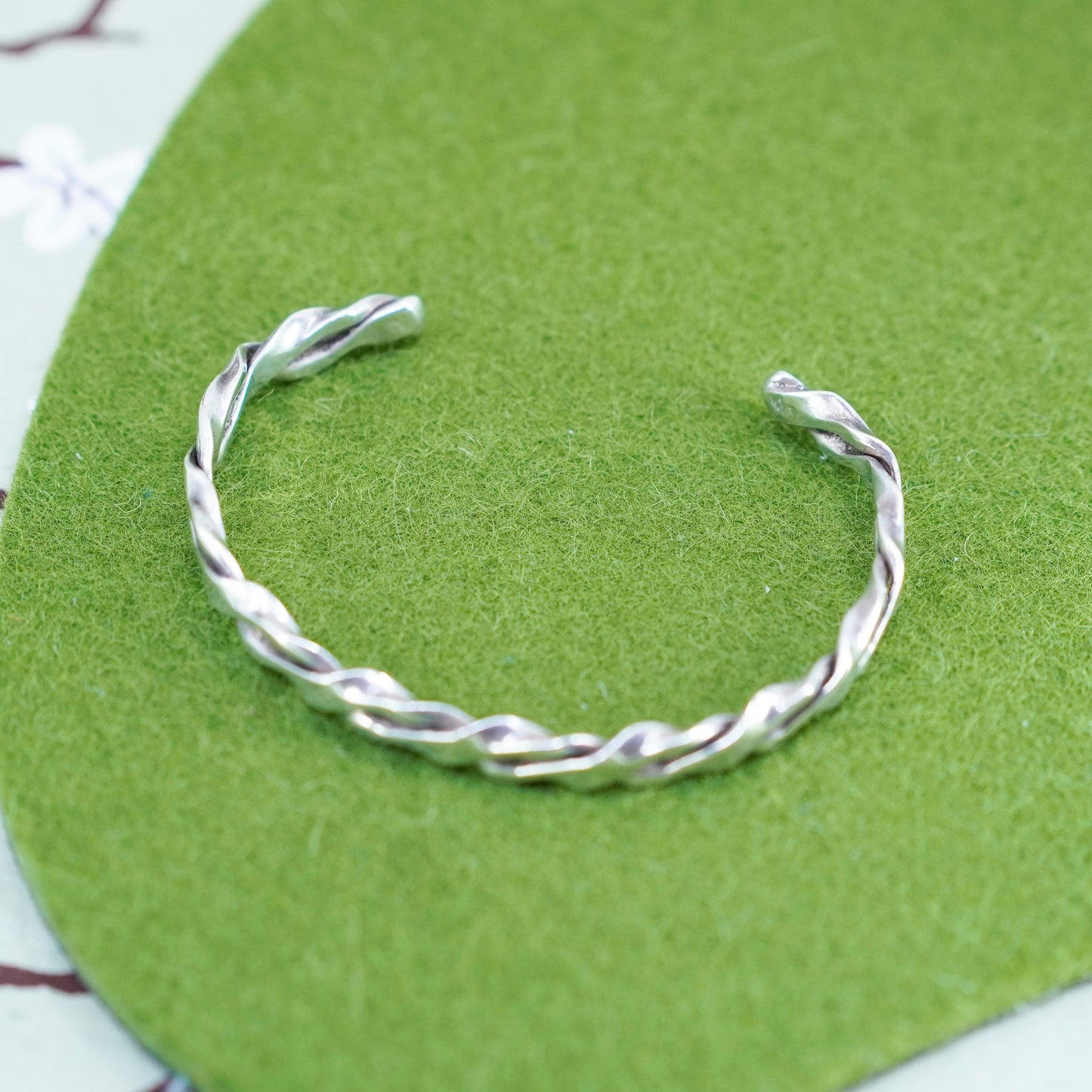 6.25”, vintage Sterling silver bracelet, modern twisted handmade 925 cuff
