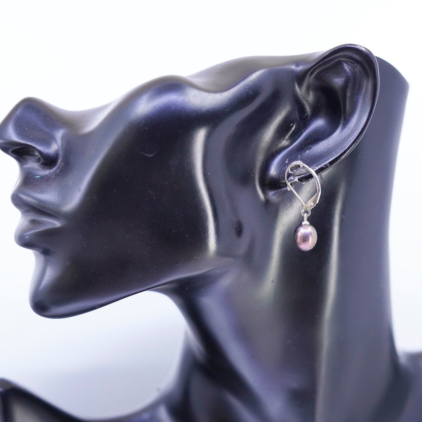 Vintage Sterling 925 silver handmade earrings with freshwater pearl