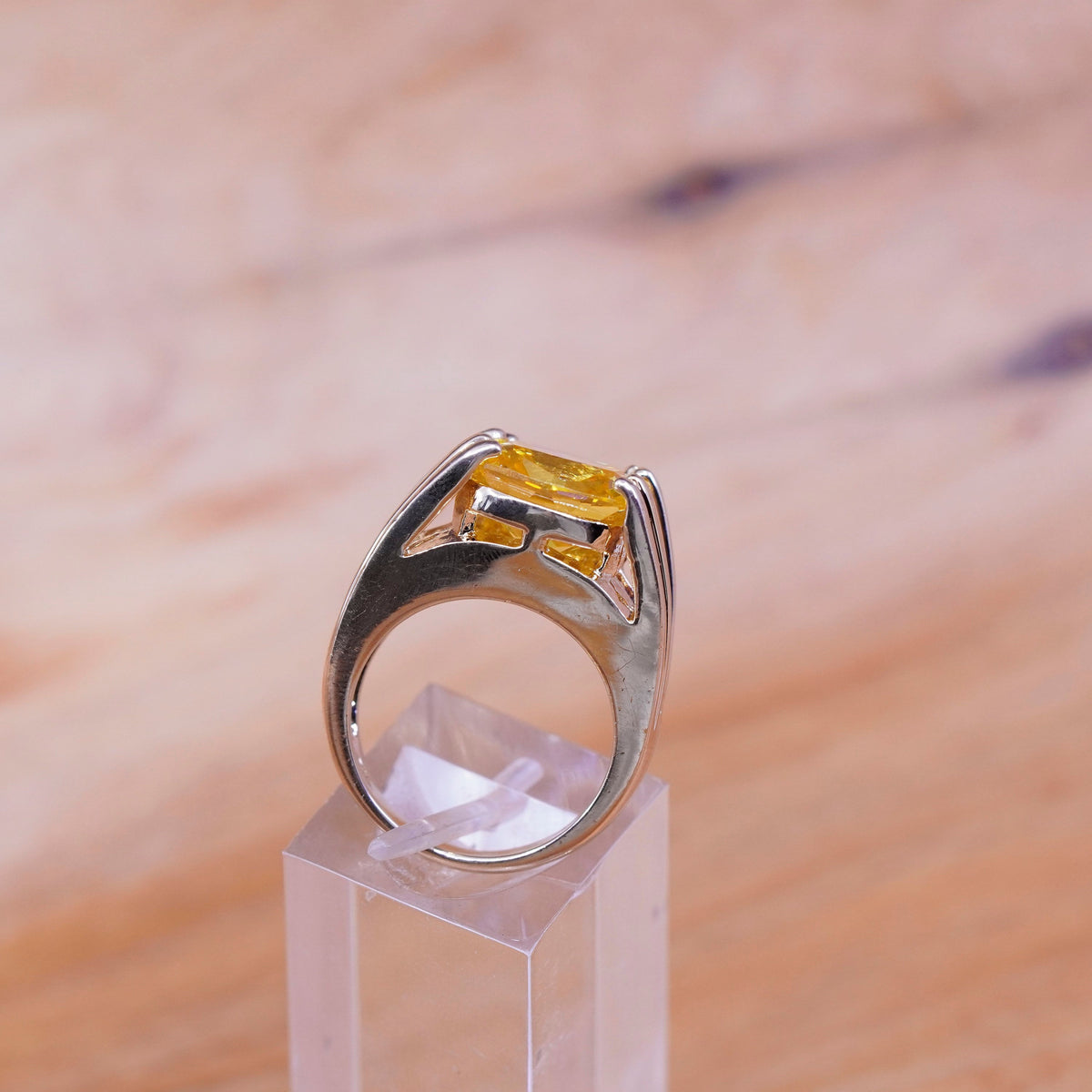 Size 6, vermeil gold over Sterling silver handmade ring, modern 925 citrine