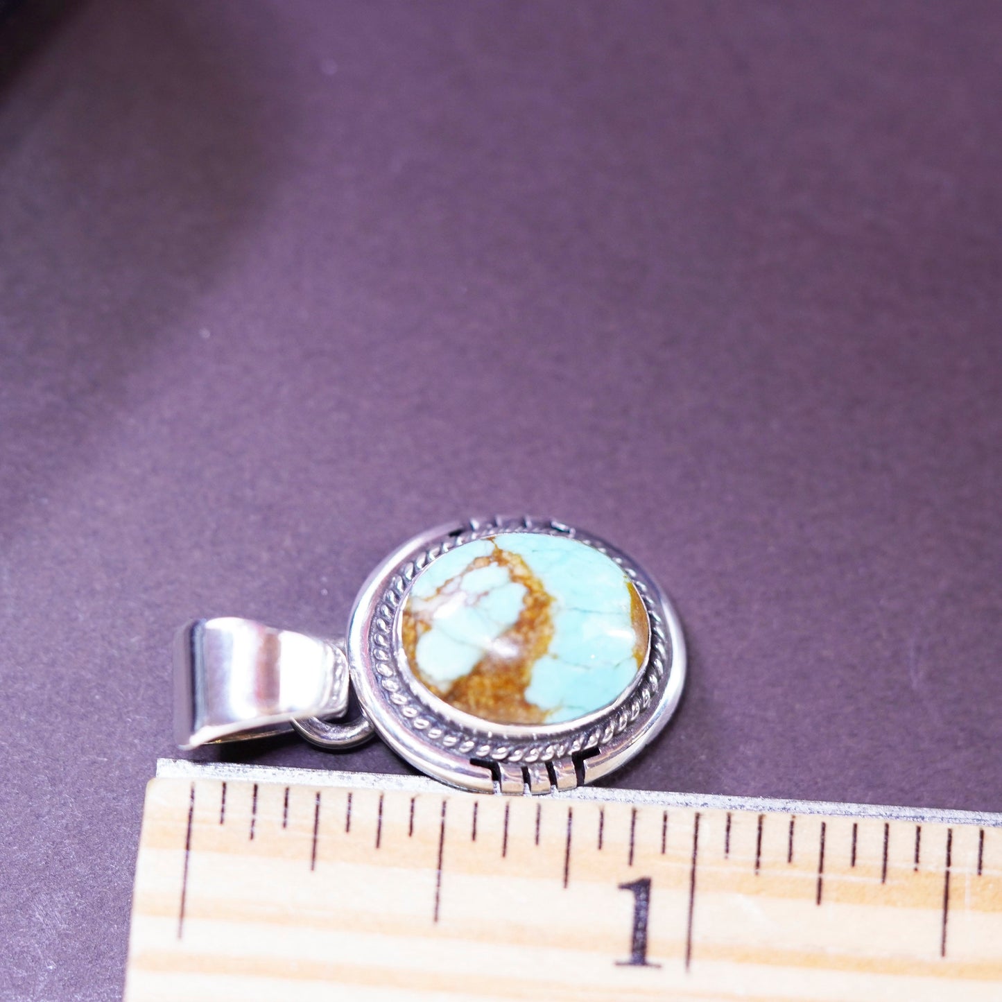 Vintage Benny Pinto Sterling silver pendant with oval cripple creek turquoise