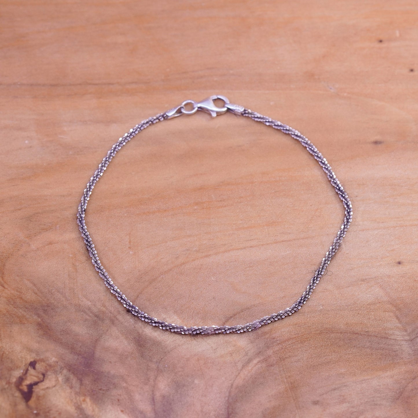 7.5”, 2mm, vintage Sterling silver bracelet, 925 twisted chain