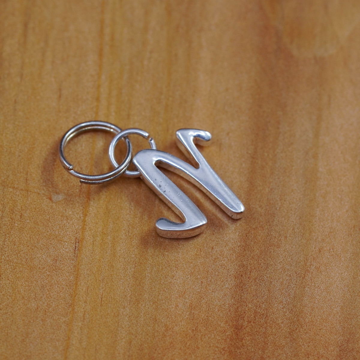 Vintage sterling silver handmade pendant, 925 charm with initial “N”