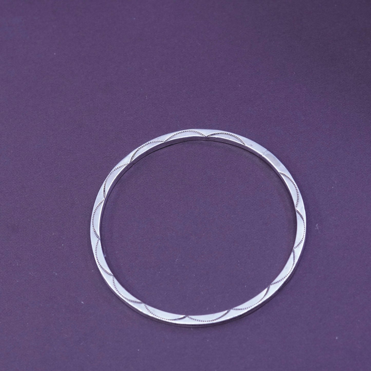 8.5”, Sterling silver handmade bracelet, 925 Native American textured bangle