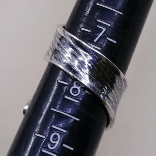 Size 7.5, Vtg Textured Sterling 950 Silver Handmade Wrap Around Ring