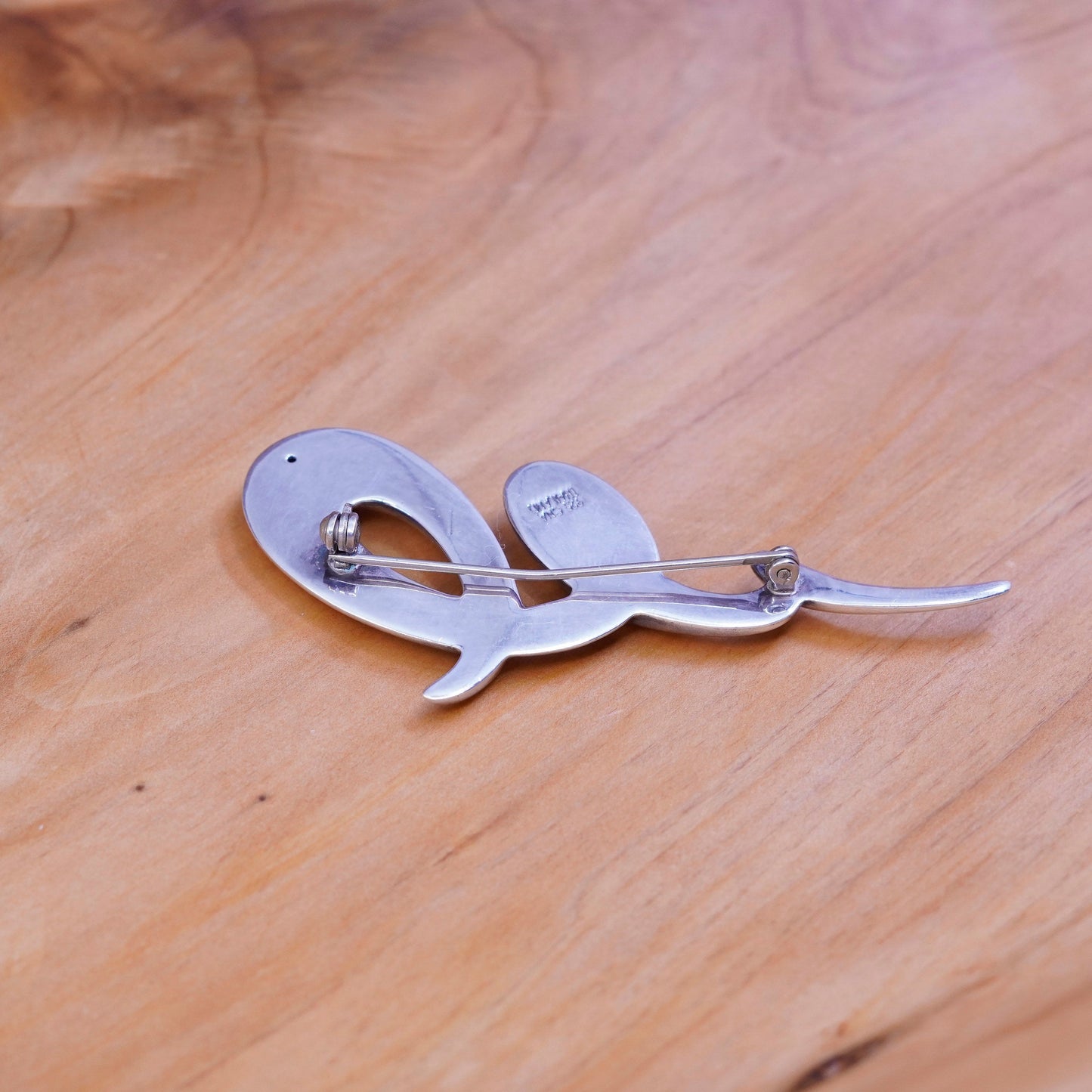Vintage modern simple jewelry handmade sterling 925 silver swirly brooch