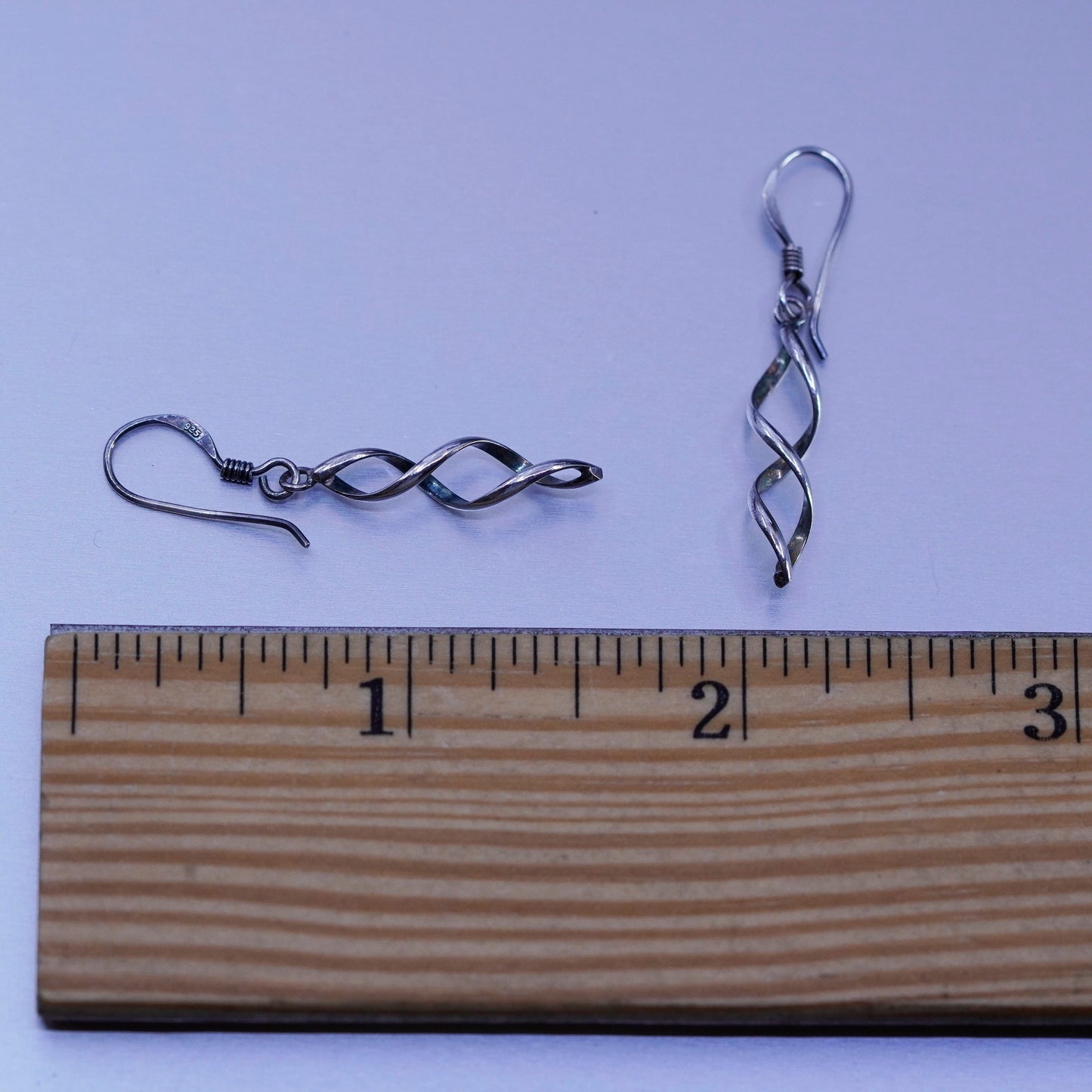 Vintage Sterling 925 silver handmade twisted earrings drops