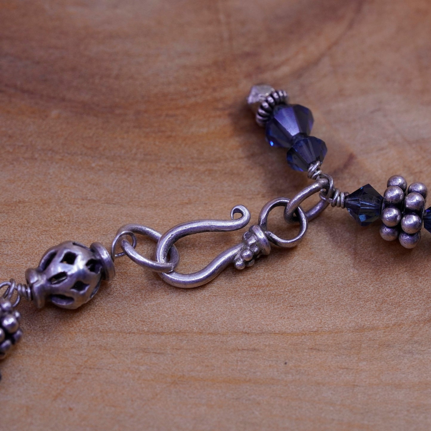 6.75”, vintage handmade crystal beads bracelet