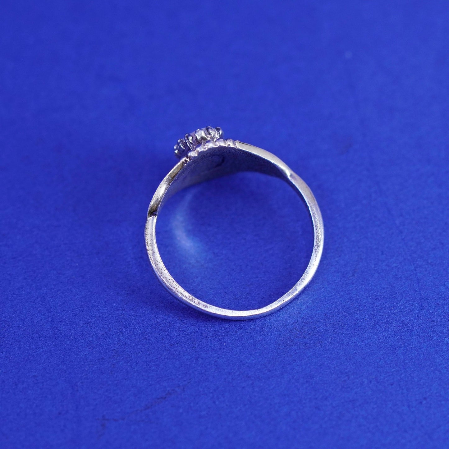 Size 7.5, Vintage Sterling 925 silver filigree handmade ring with opal