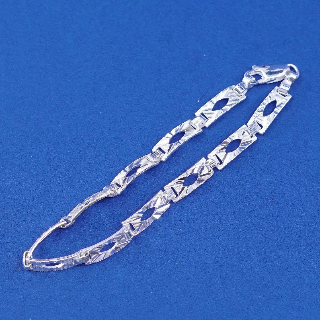 7", 5mm, vtg Sterling silver handmade bracelet, 925 bar w/ star
