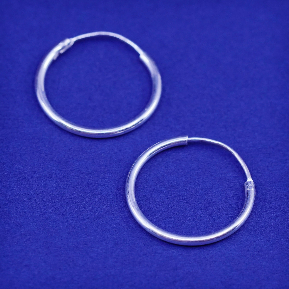 0.5”, vintage Sterling silver handmade hoop earrings, fine 925 huggie