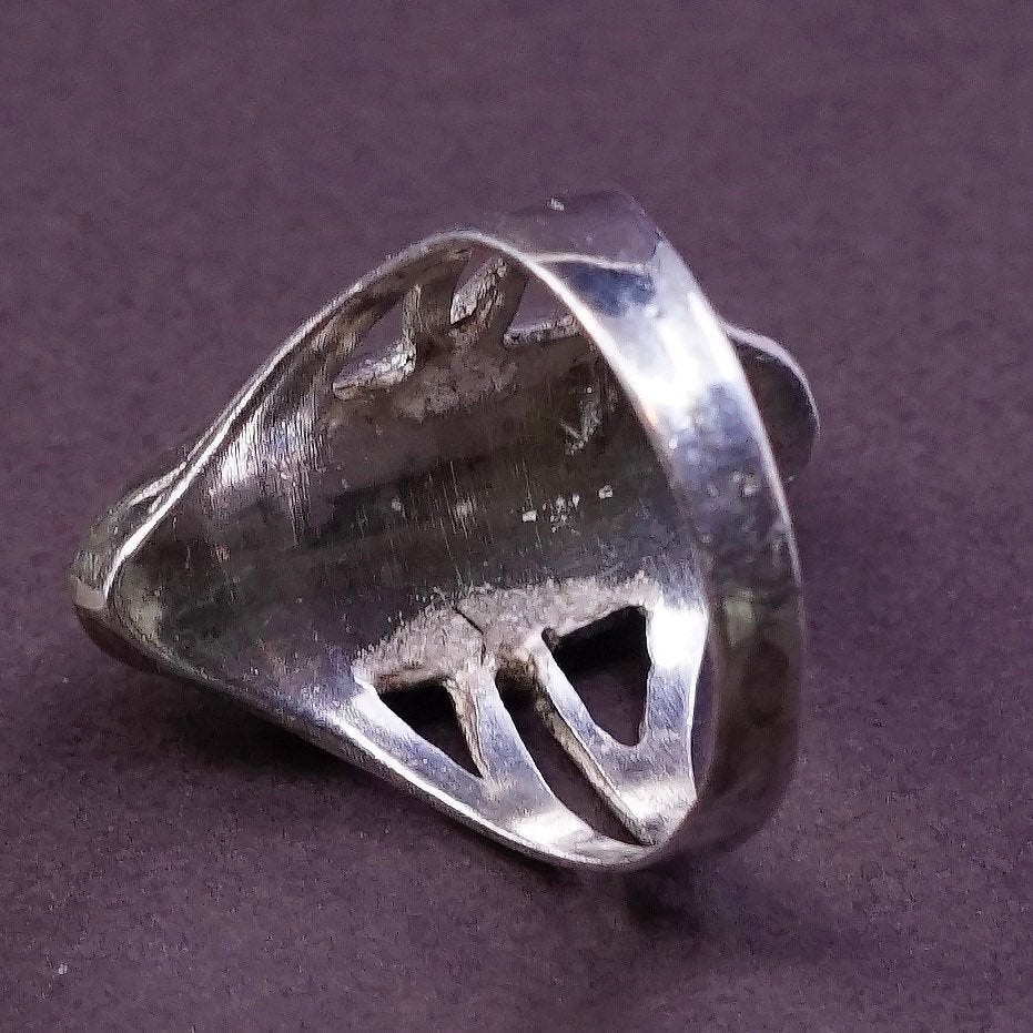 sz 5.5, vtg Sterling silver handmade ring, southwestern 925 w/ mother of pearl