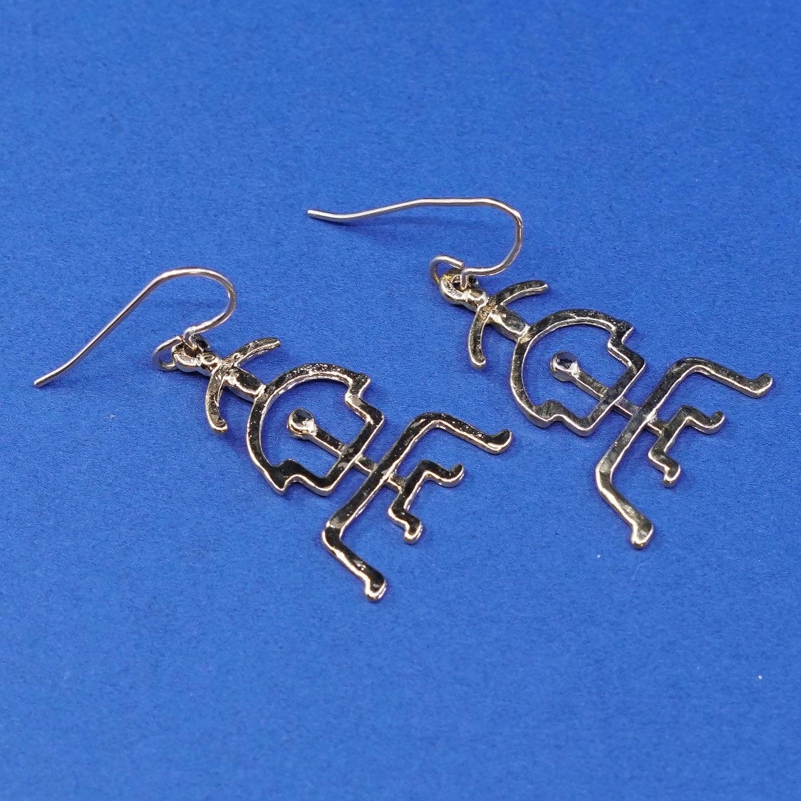 Gold over Sterling silver handmade Hammered earrings, 925 Mayan ancient texture