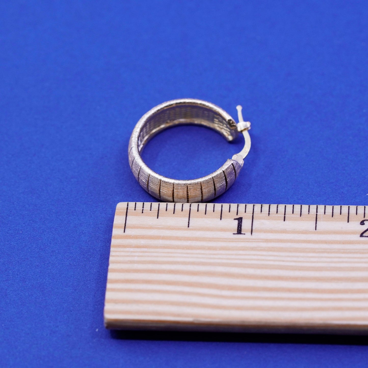 1” Italy matte vermeil gold Sterling 925 silver hoop glittering earrings huggie