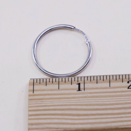 1.25”, Italy 925 Sterling Silver Hoop Pierced Earrings, 925 silver huggie