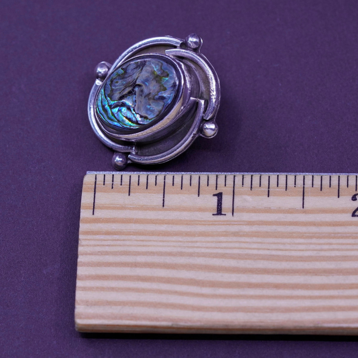 Vintage Sterling silver handmade earrings, Mexico 925 clip on with abalone