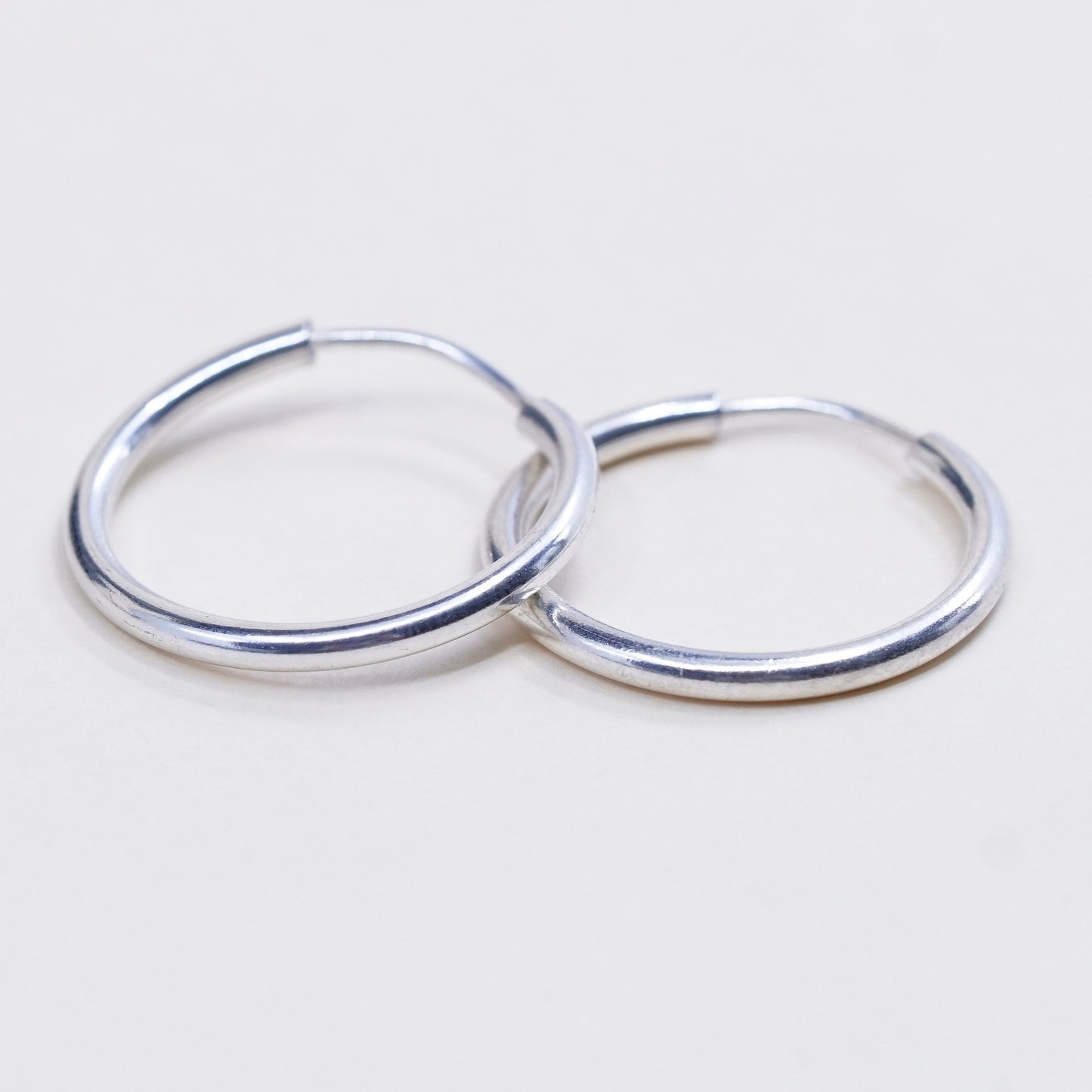 0.75”, Vintage sterling 925 silver loop earrings, minimalist primitive hoops