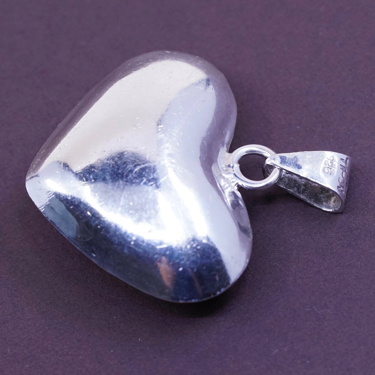 mexico Sterling silver handmade heart pendant, 925 big heart