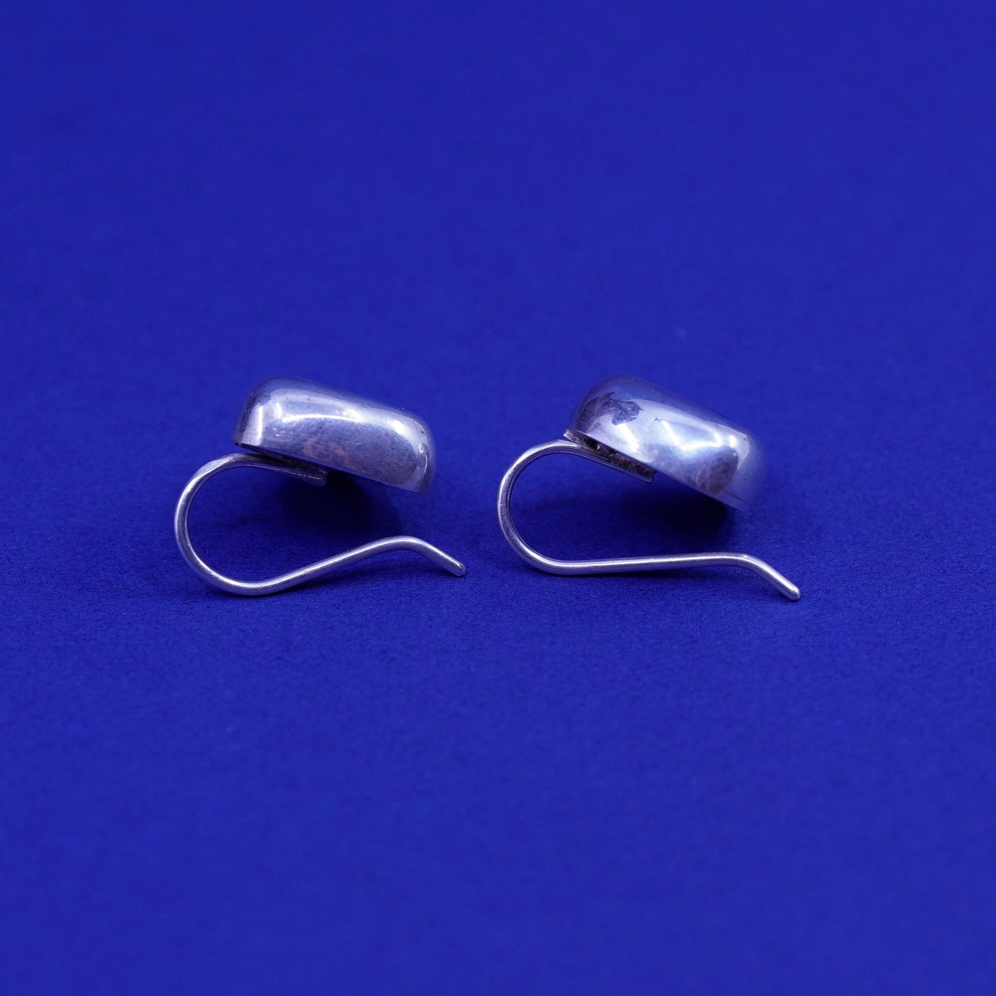 Vintage Mexico Sterling silver handmade Square earrings with obsidian