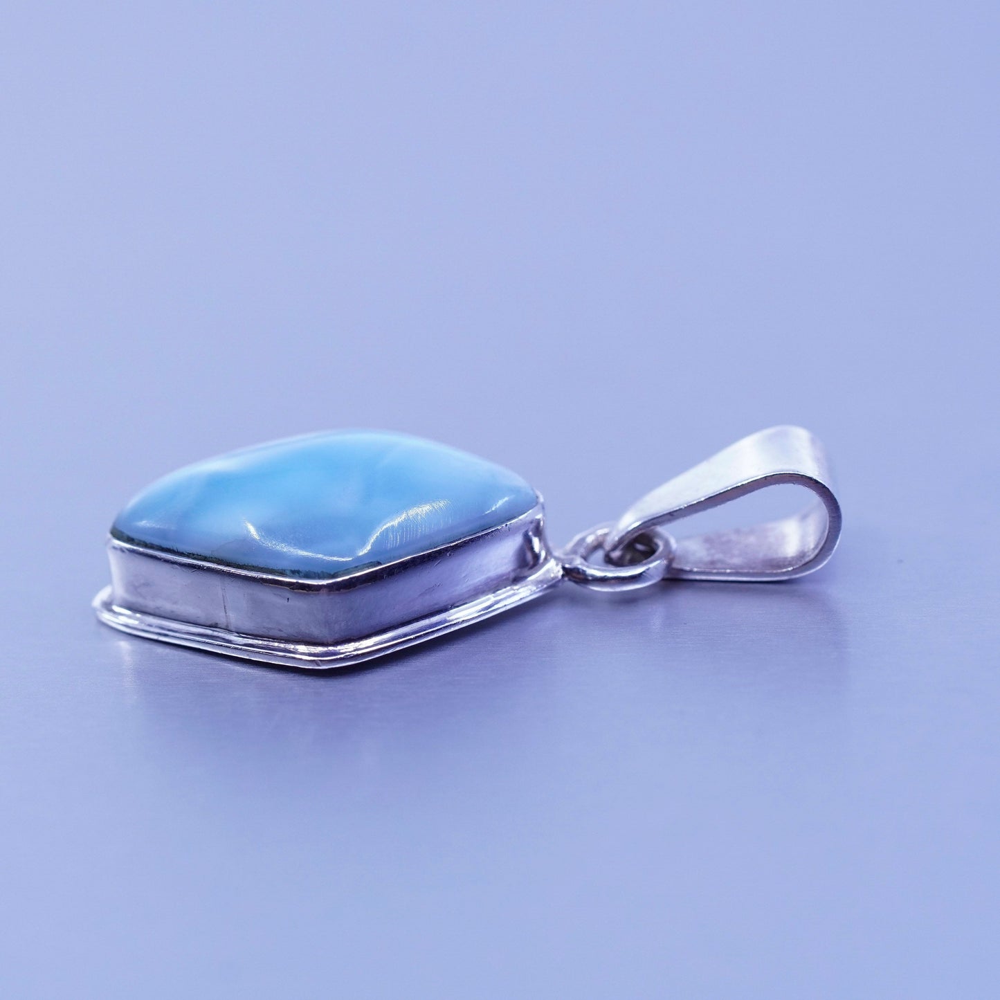 antique sterling 925 silver handmade pendant with Larimar