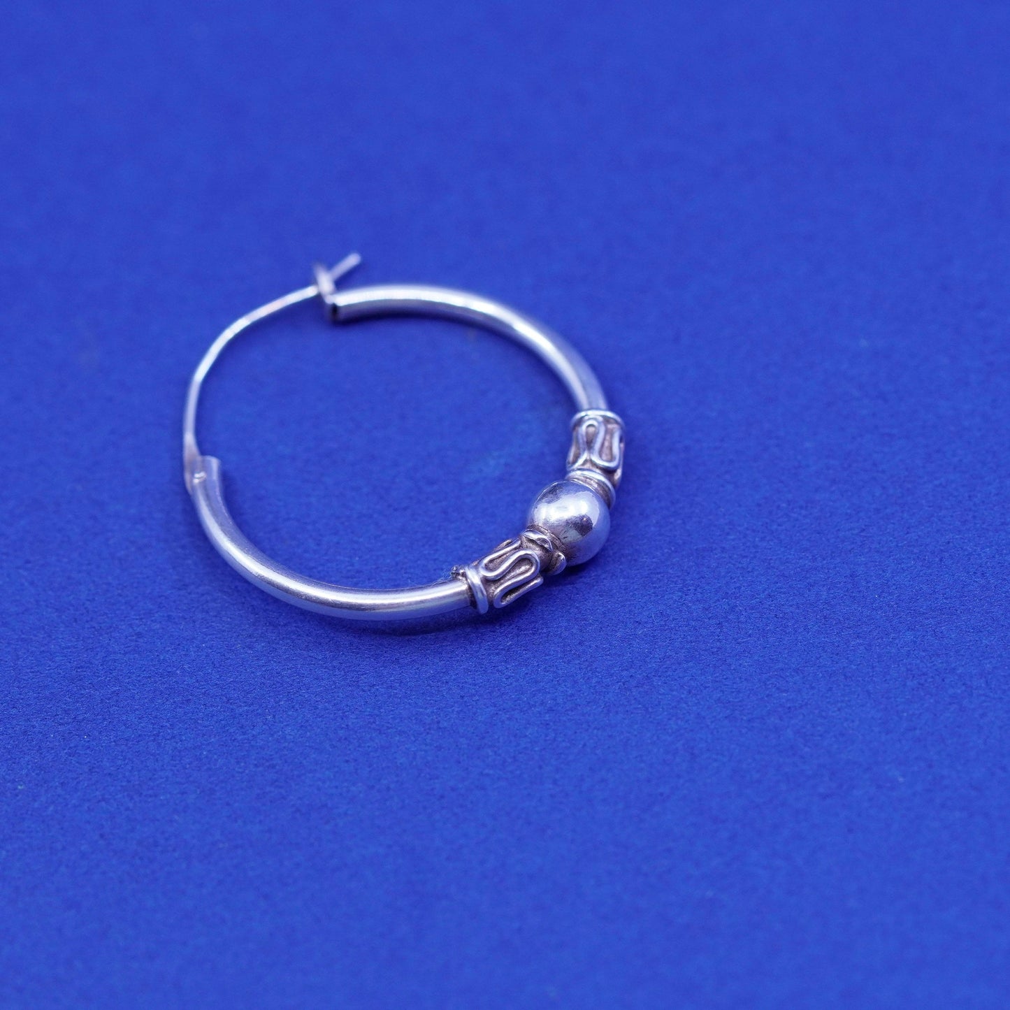 1”, vintage Sterling silver handmade hoop earrings, 925 huggie