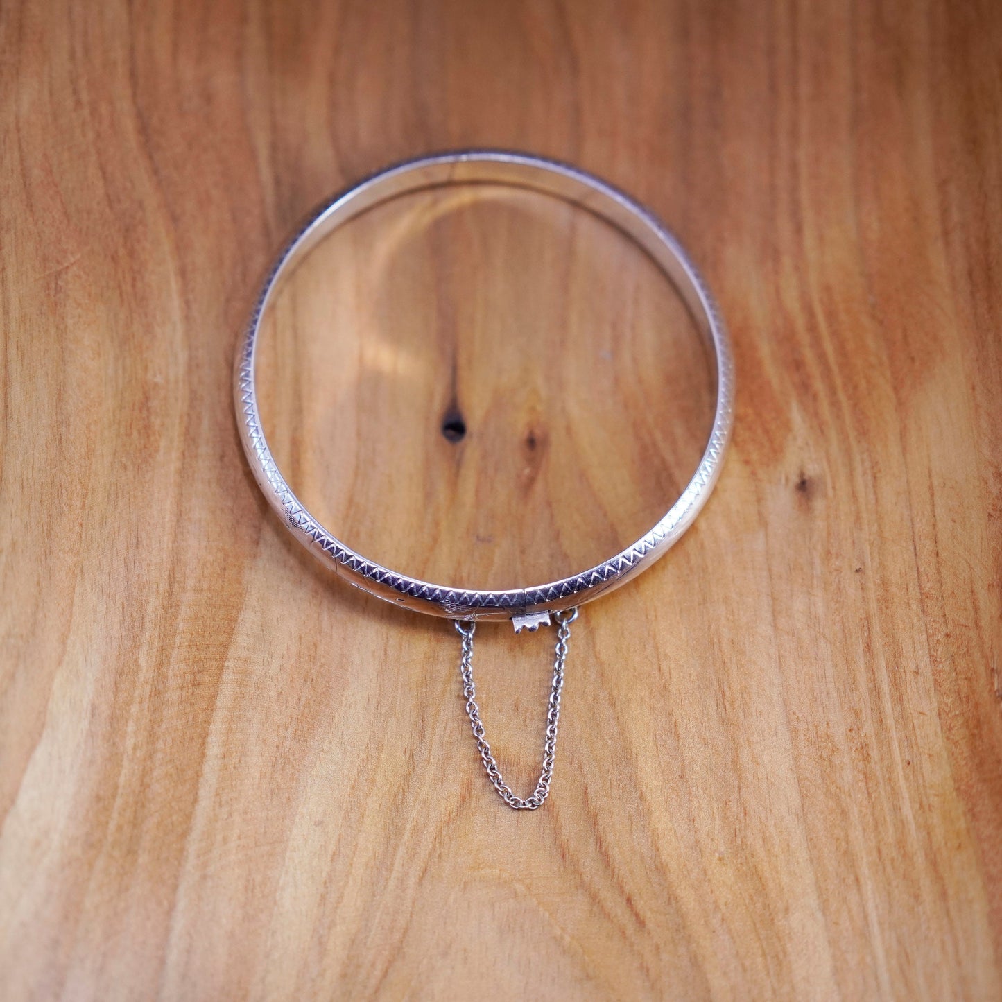 7.25”, Vintage Sterling silver handmade bracelet, 925 wide hinged bangle