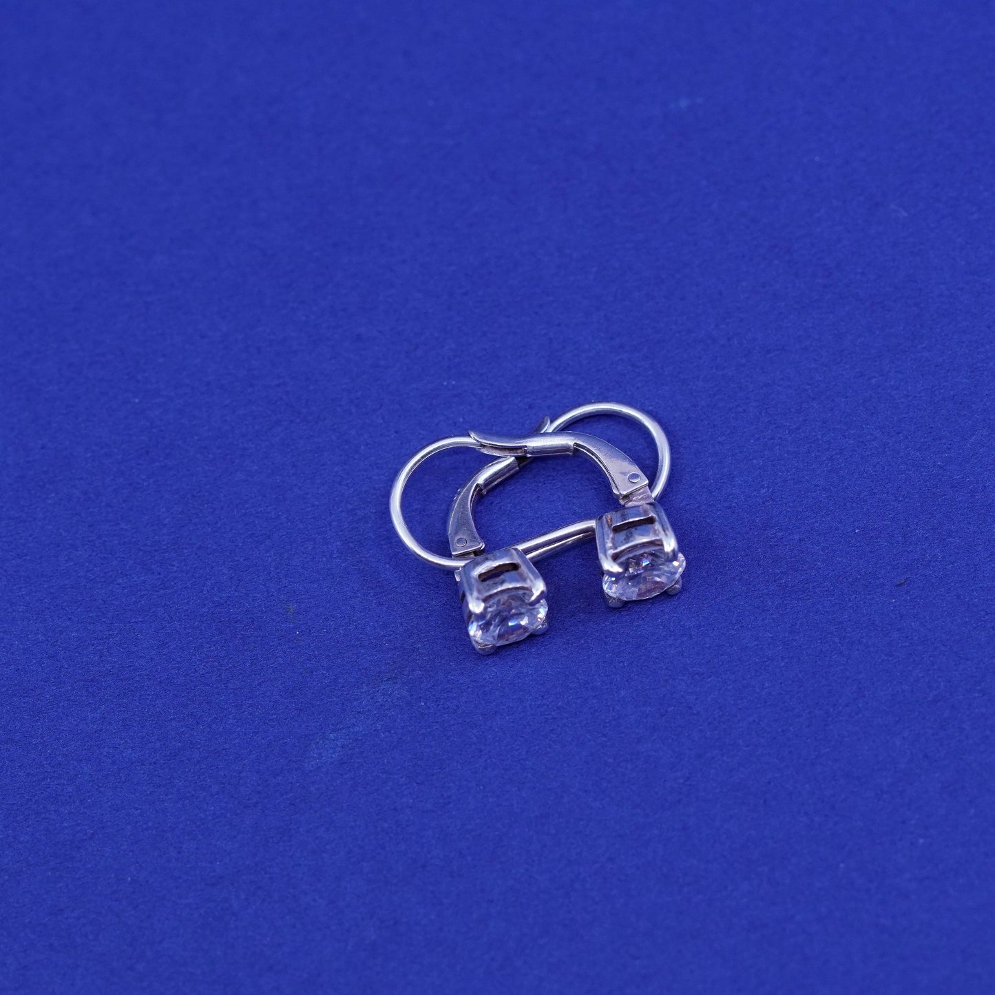 Vintage sterling 925 silver earrings with cz dangles