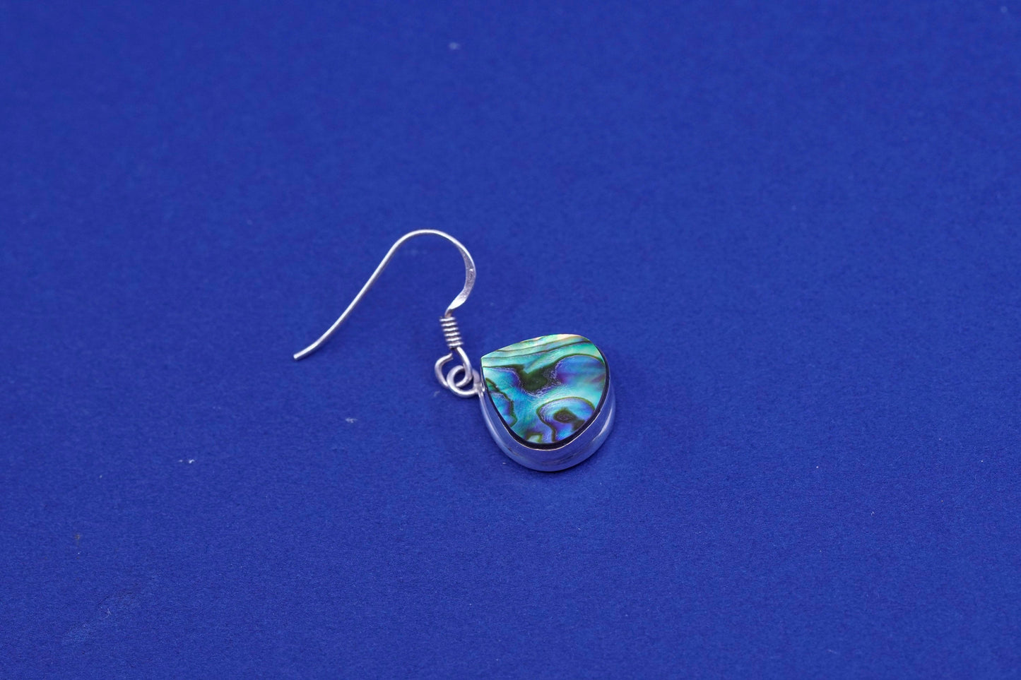 Vintage Sterling 925 silver handmade earrings with teardrop abalone