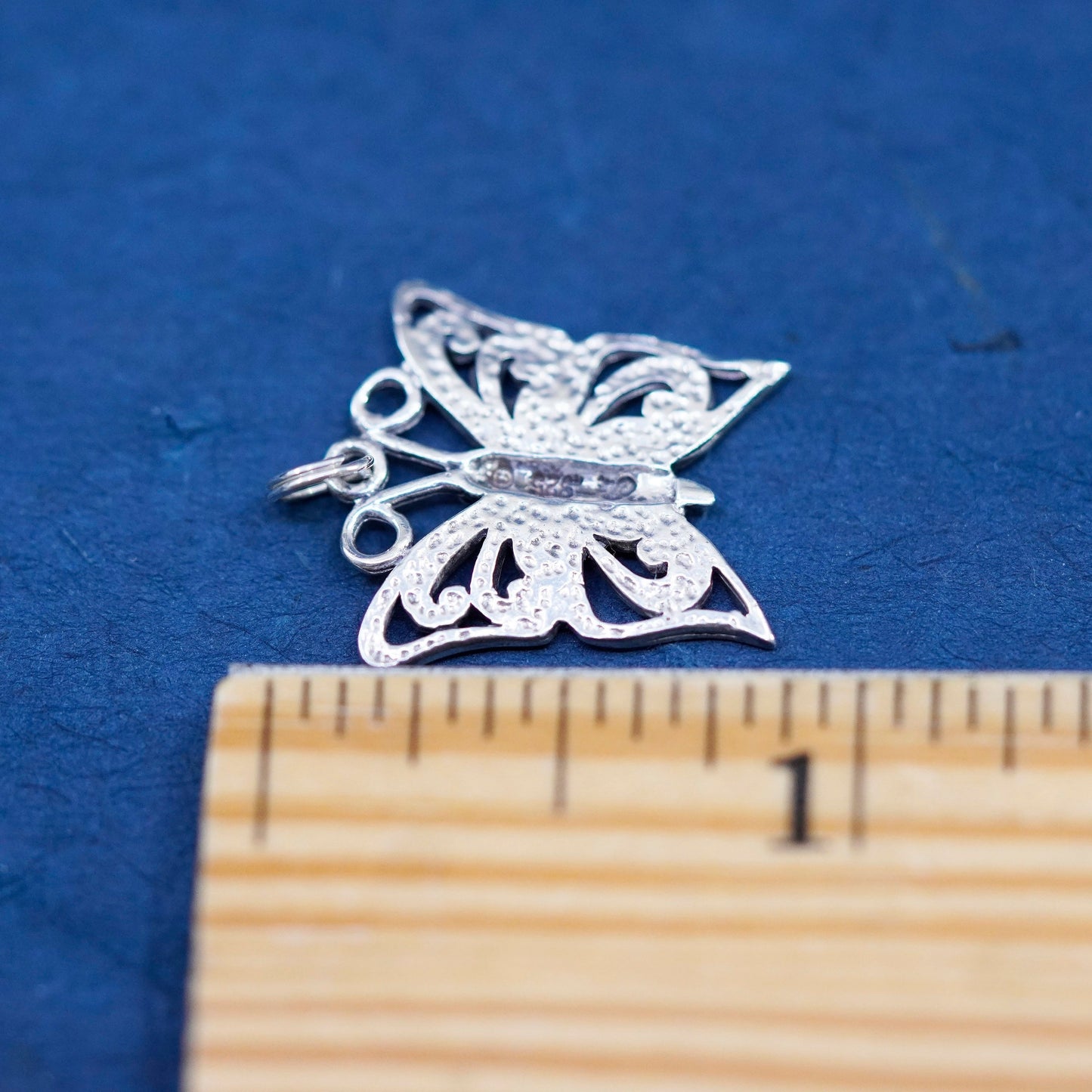 Vintage Sterling silver handmade pendant, 925 filigree butterfly charm