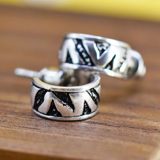 0.5”, Sterling silver handmade hoop earrings, 925 huggie studs