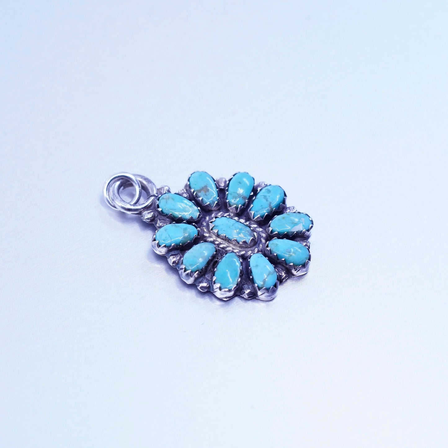antique Native American navajo sterling 925 silver pendant with turquoise