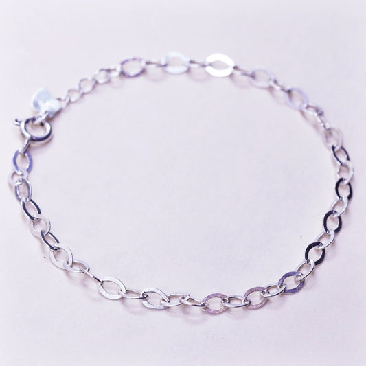 6.5”, 3mm, Vintage milor sterling silver flatten circle bracelet, 925 chain