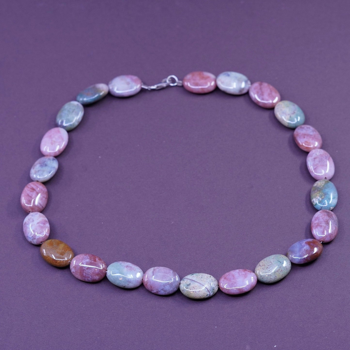 16” Vintage Sterling 925 silver Handmade necklace with jasper