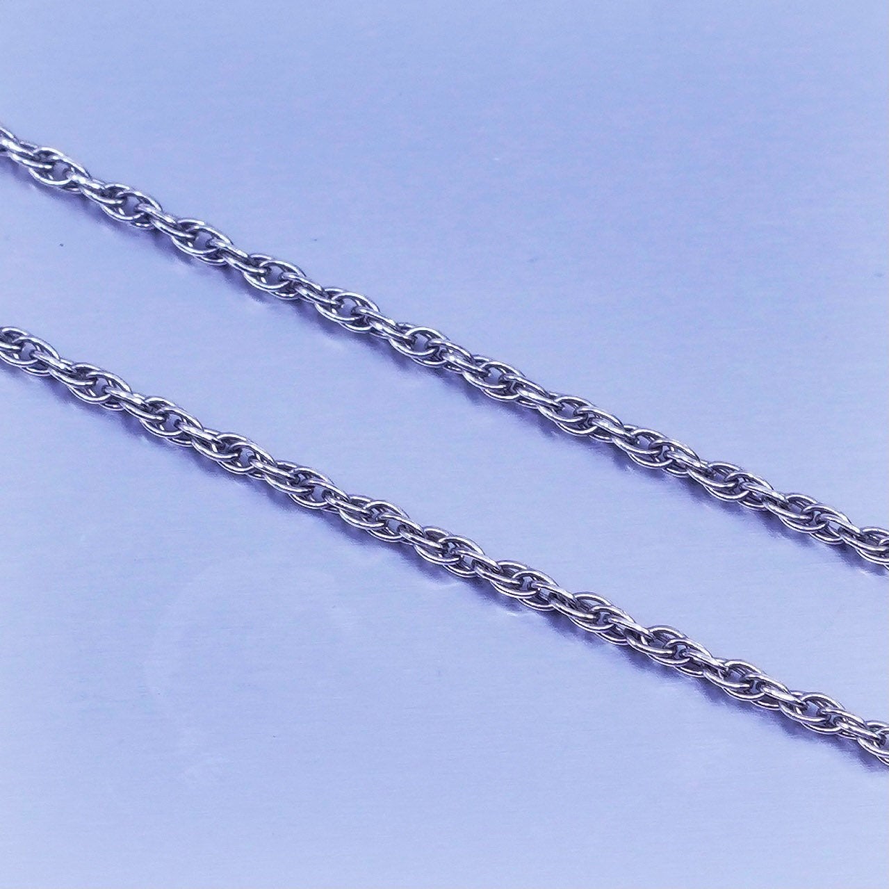 18” 2mm, vintage Italy Sterling 925 silver Singapore rope chain necklace