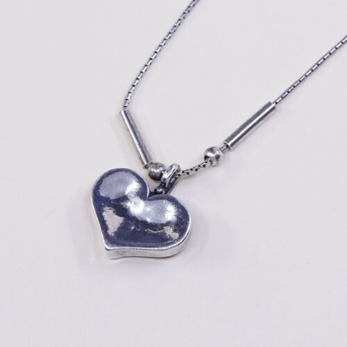17”, Silpada N0514 925 Sterling Silver Snake Chain Necklace W/ Heart Pendant