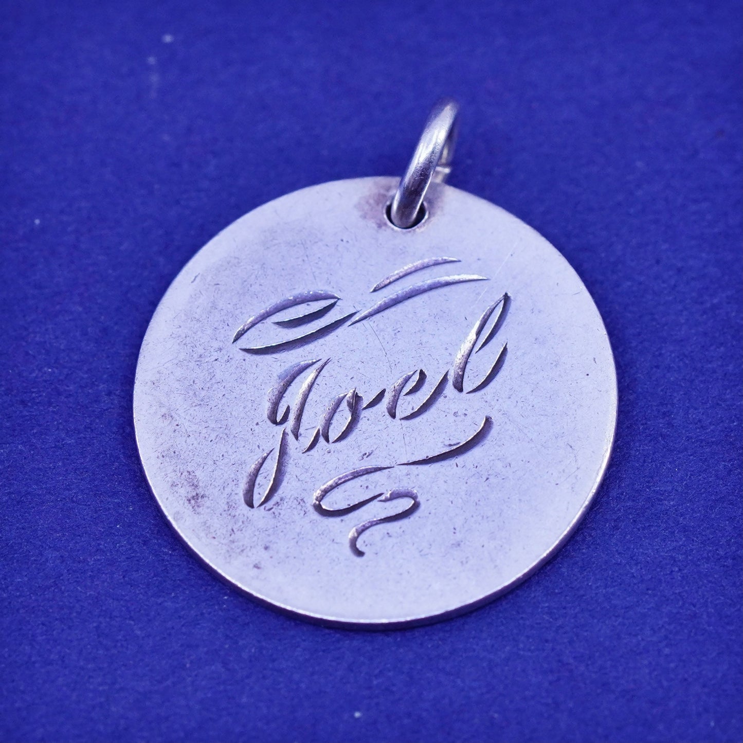 Vintage sterling silver handmade pendant, 925 tag charm engraved “goel”
