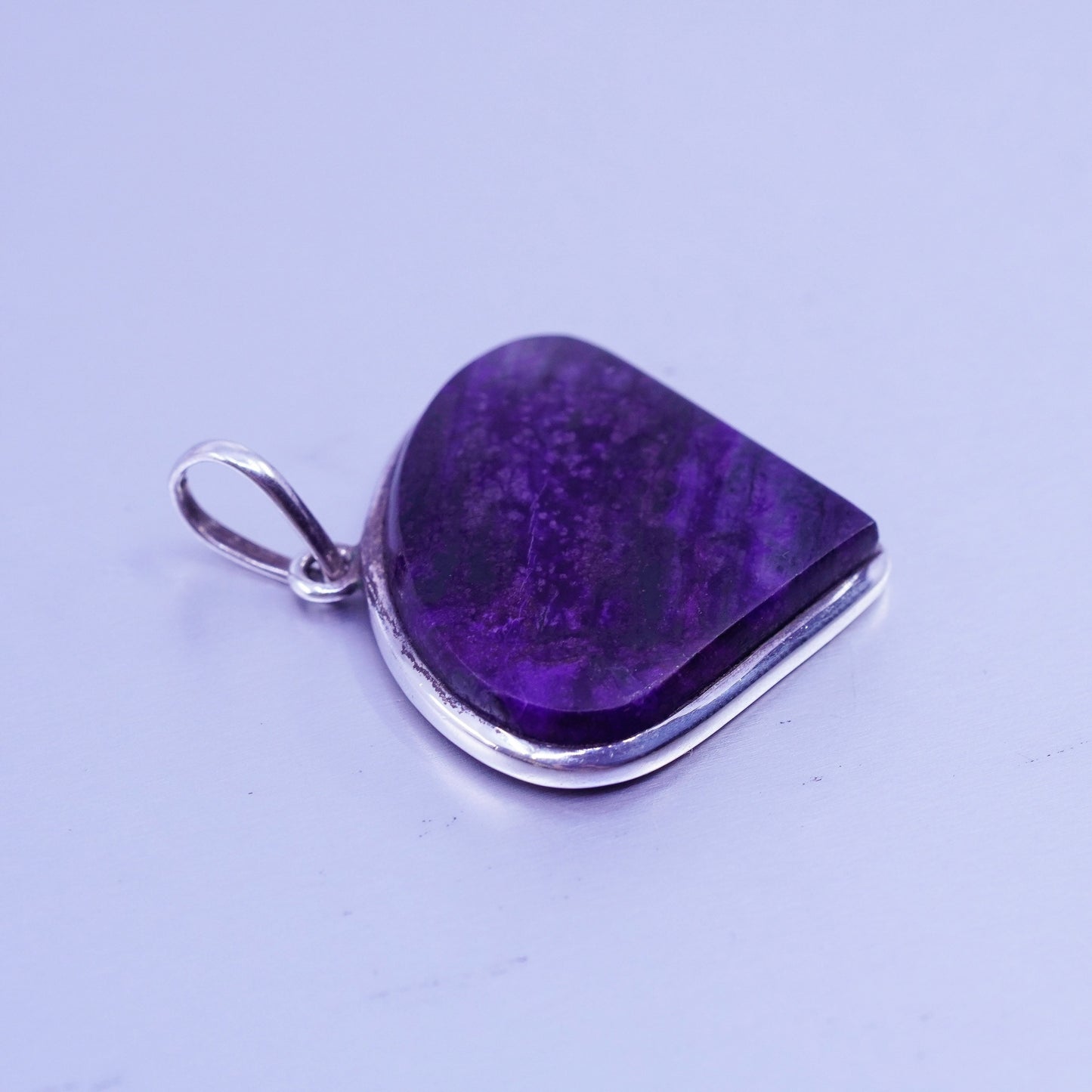 antique sterling 925 silver handmade charm teardrop pendant with purple jasper