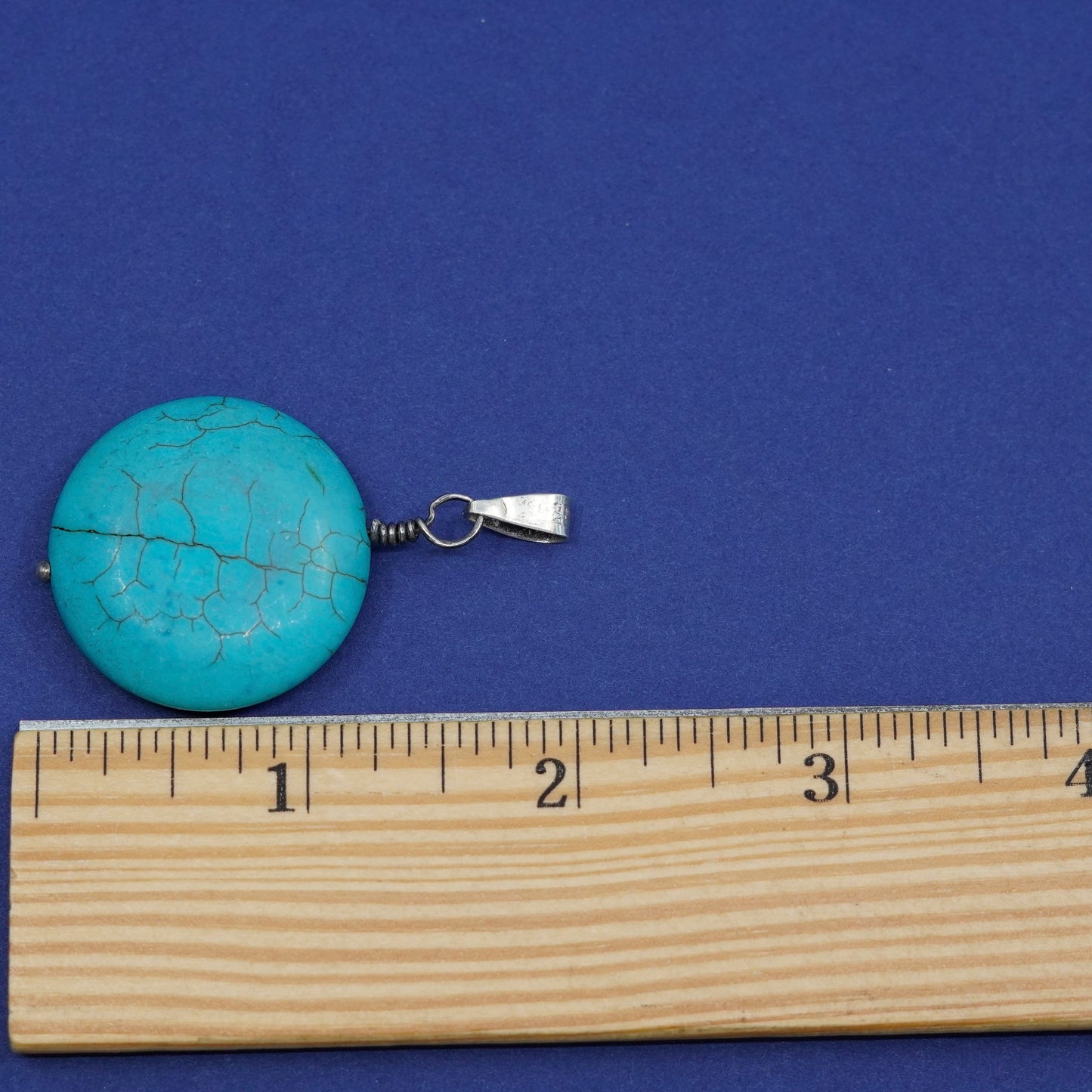 Vintage Sterling 925 silver handmade pendant with turquoise
