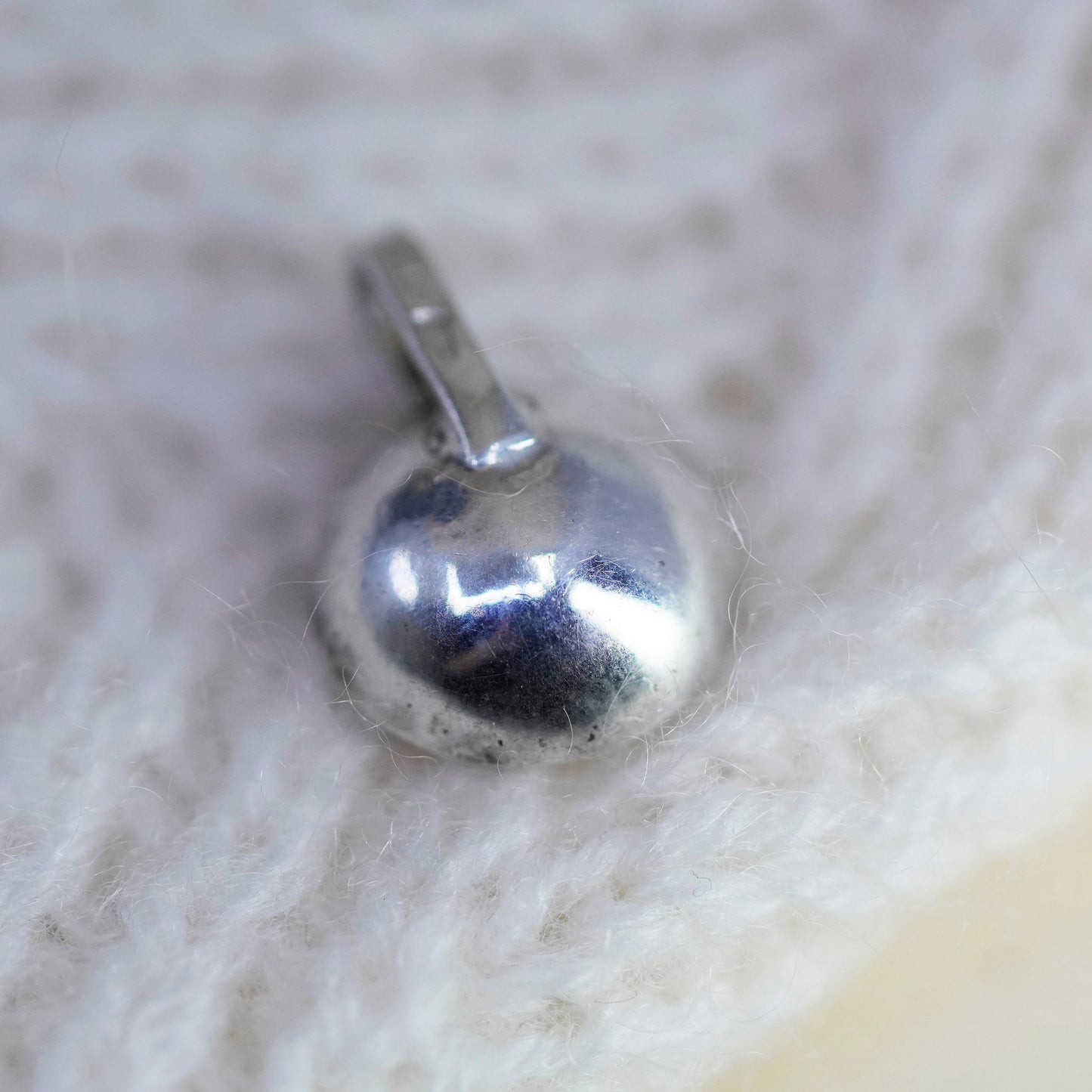 Vintage modern sterling 925 silver handmade pendant with round amber