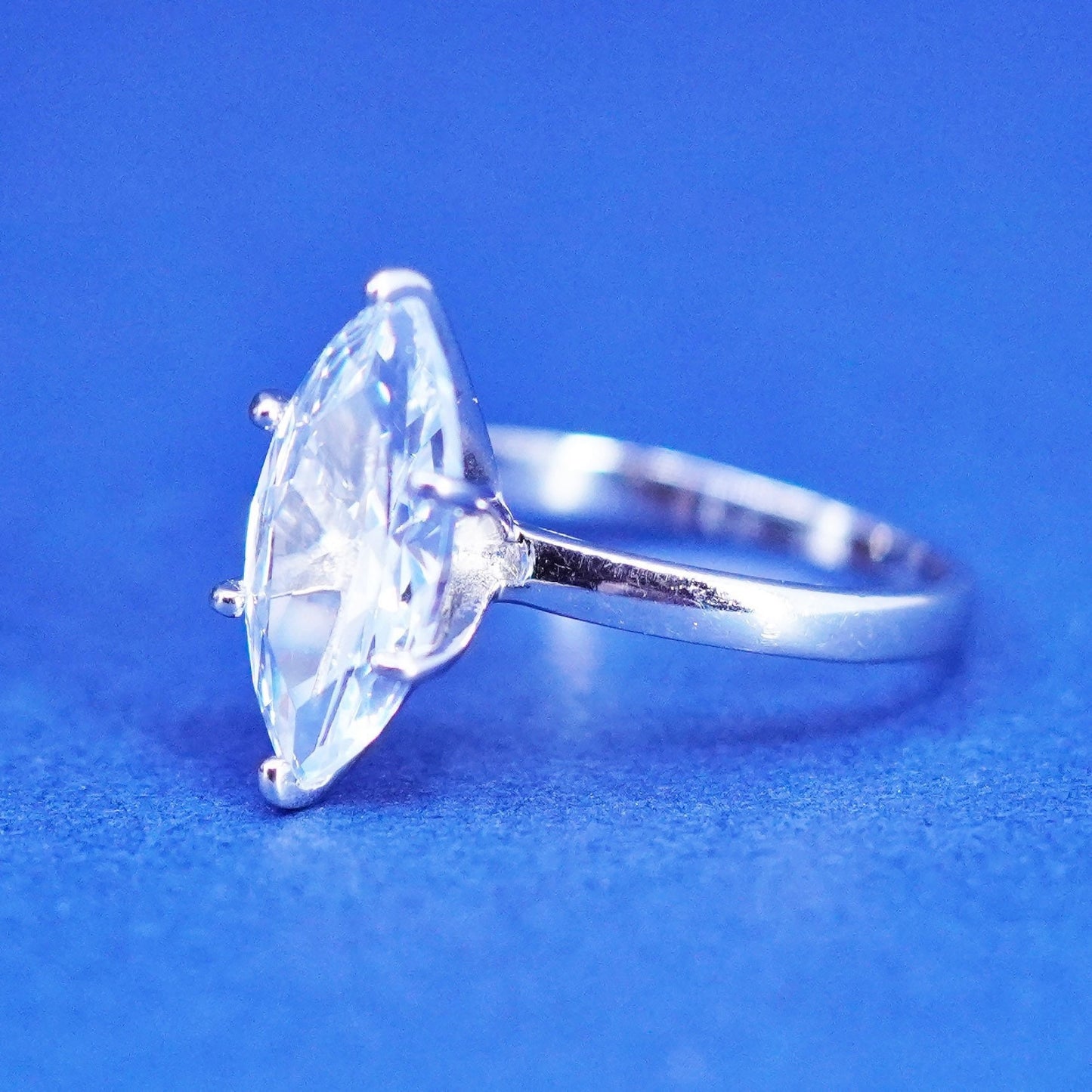Size 5, vintage Sterling 925 silver handmade engagement ring with cz detail