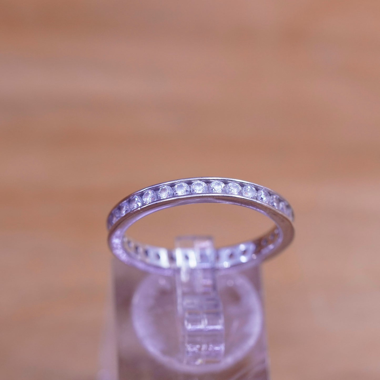 Size 9, vintage Sterling silver ring, 925 band with cz
