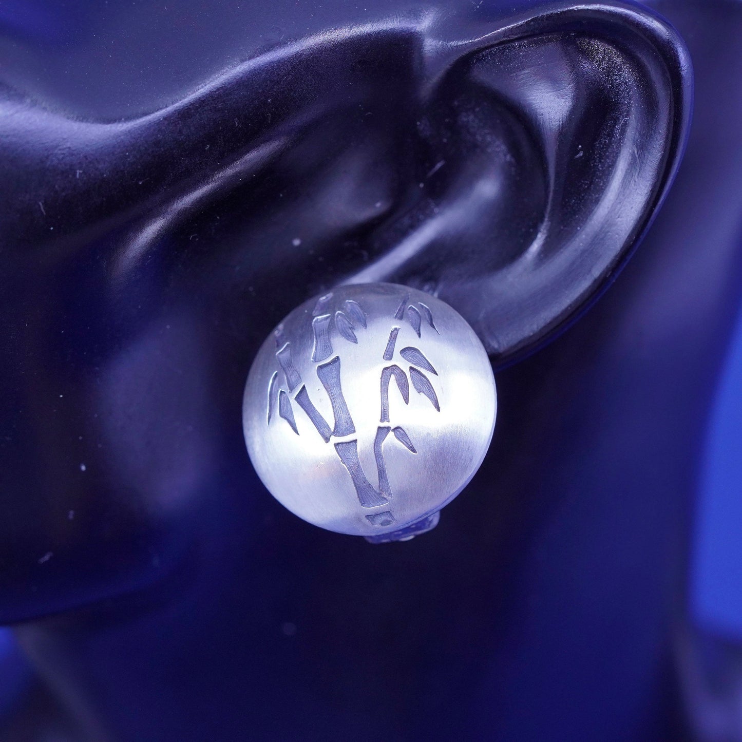 vintage Sterling 925 silver earrings, modern 925 ribbed wavy studs