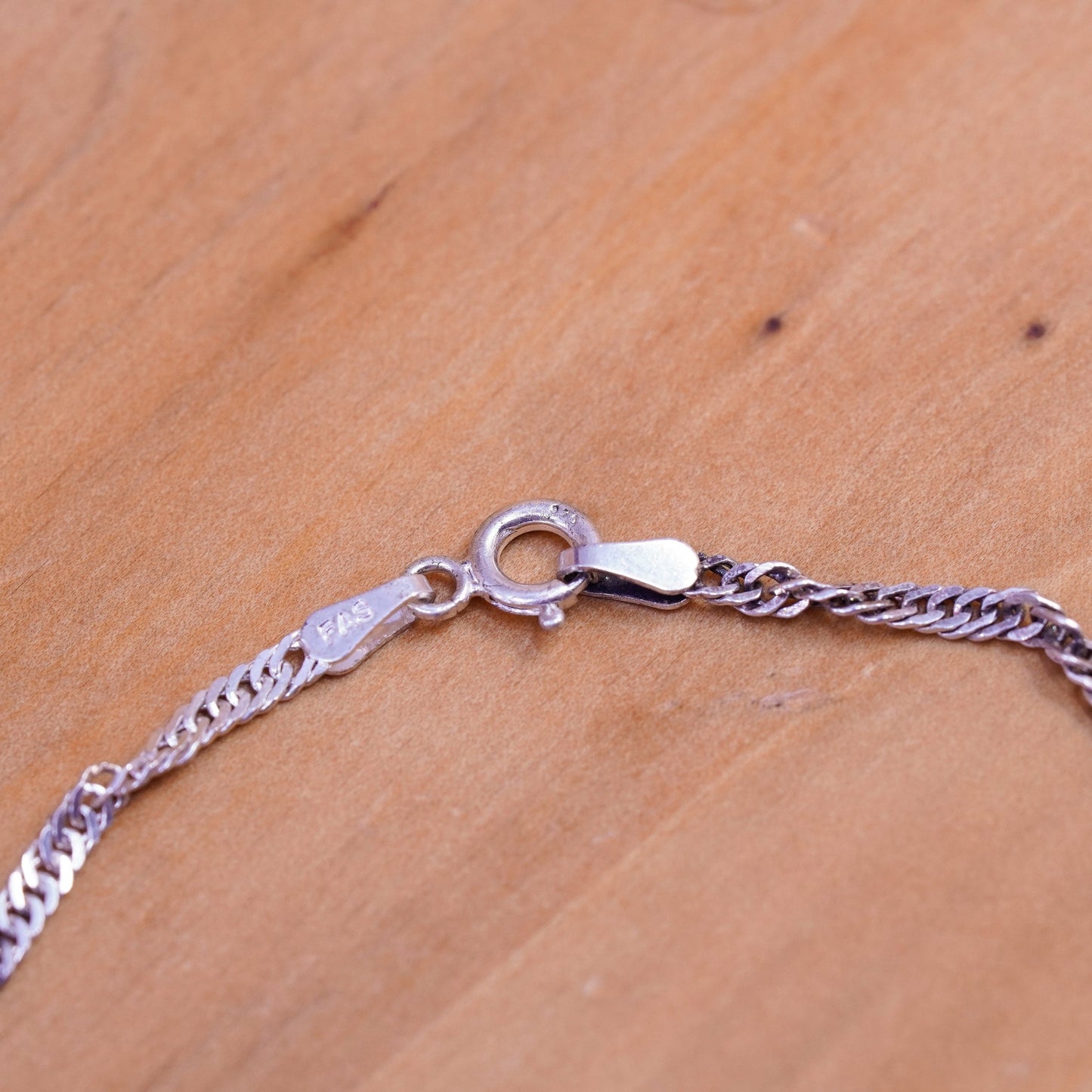 7.25”, Sterling silver handmade bracelet, Italy 925 twisted flatten curb chain