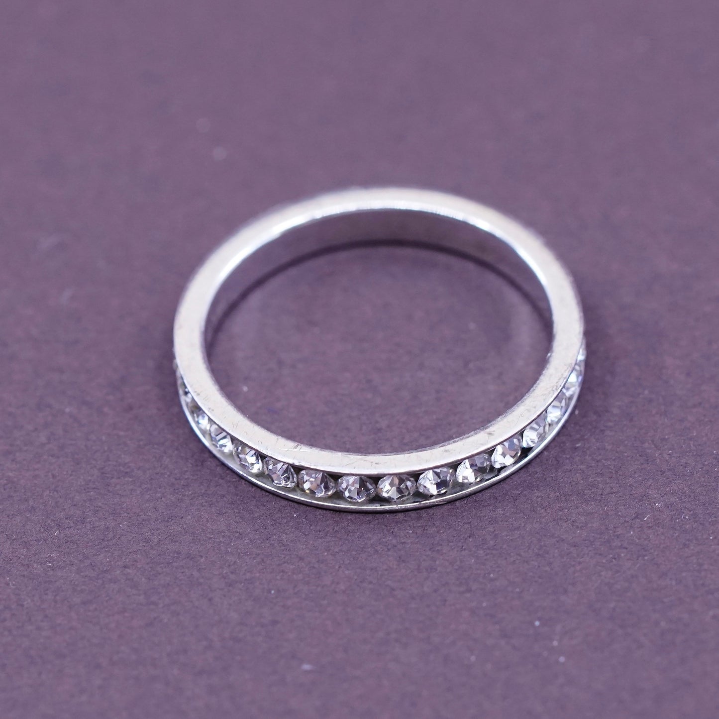 Size 9, vintage Taiwan Sterling silver ring, 925 band with cz