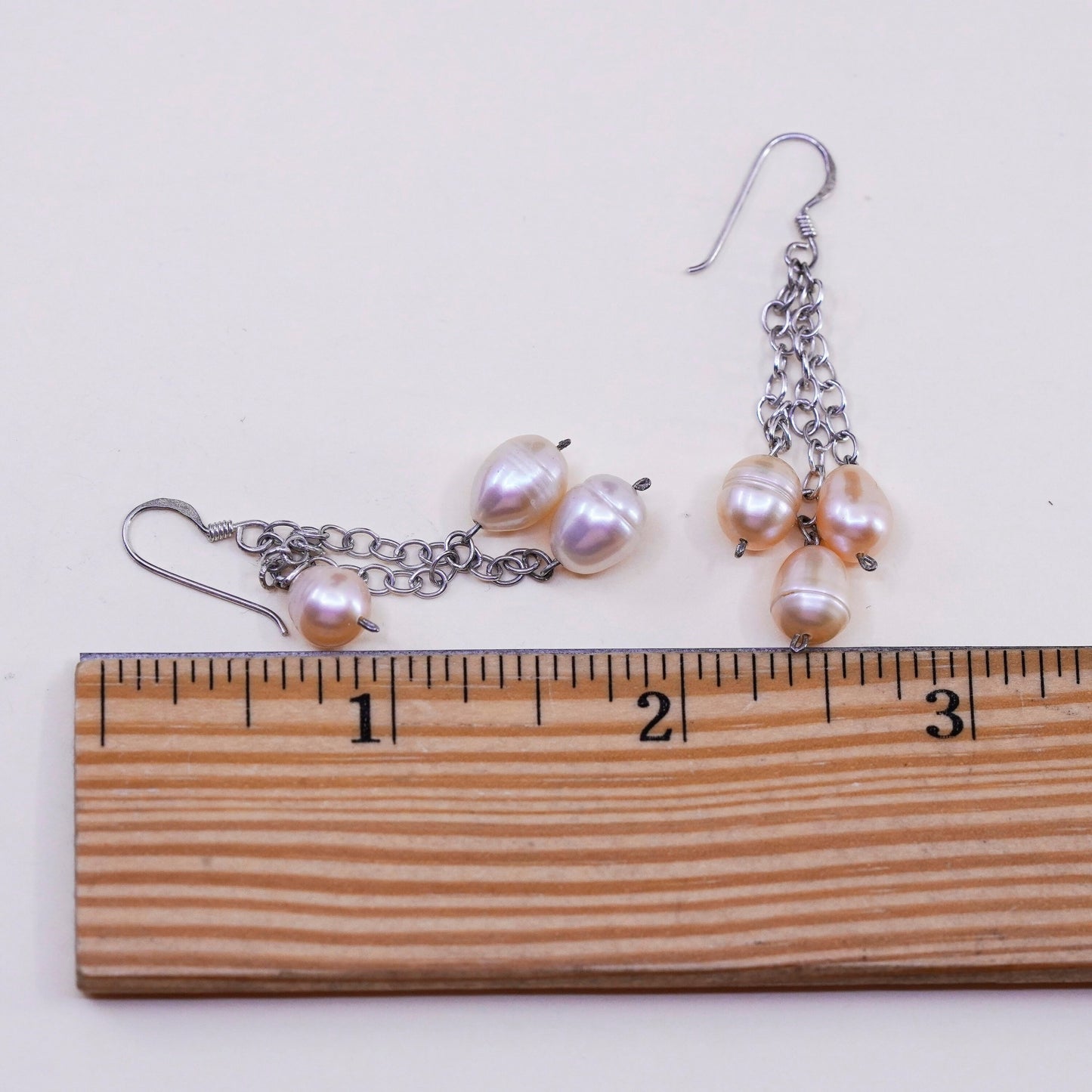 Vintage Sterling 925 silver handmade earrings with pearl drops