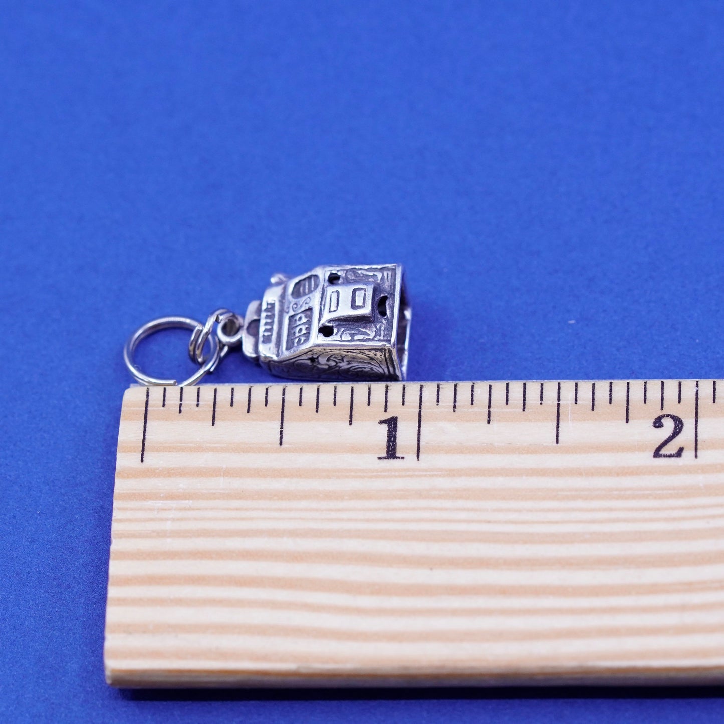 Vintage Sterling silver handmade pendant, 925 slot machine charm, silver tested