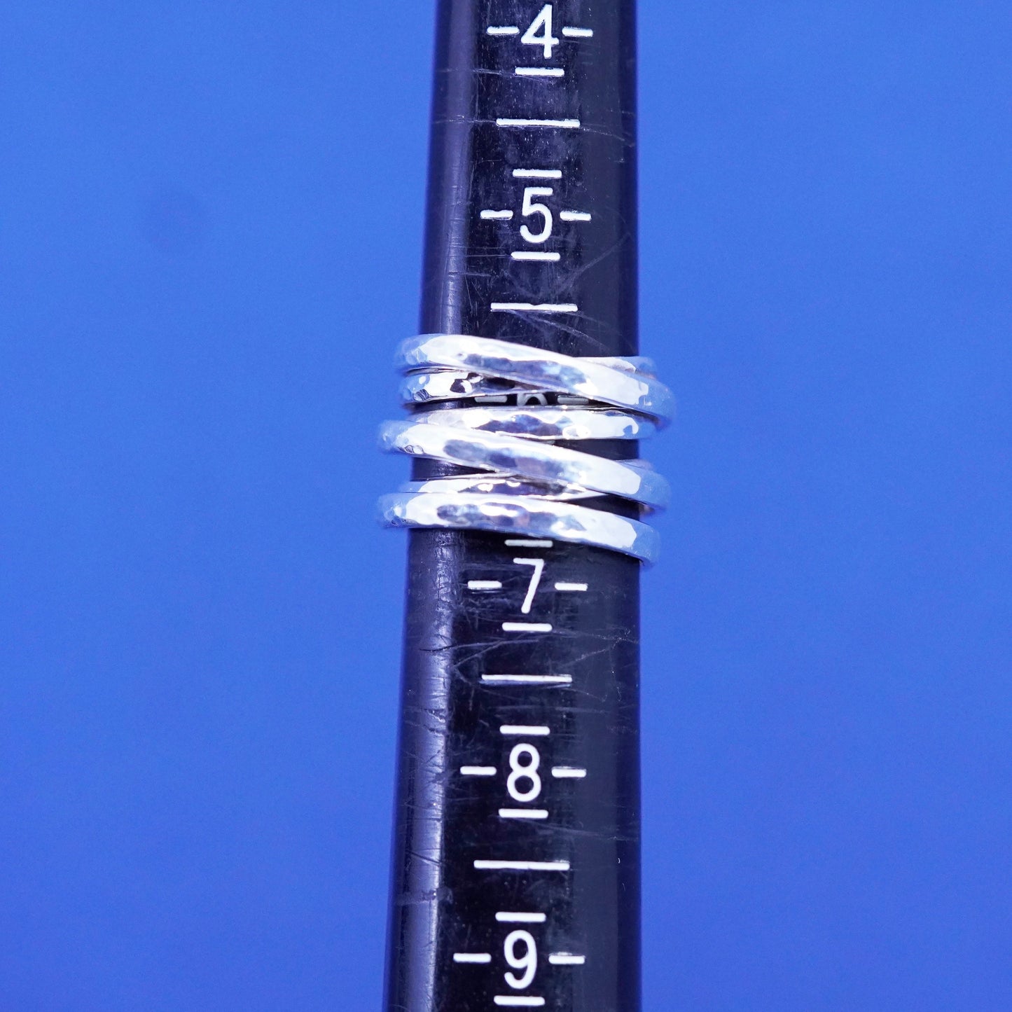 Size 6, vintage Sterling silver wrapped ring, modern 925 silver hammered band