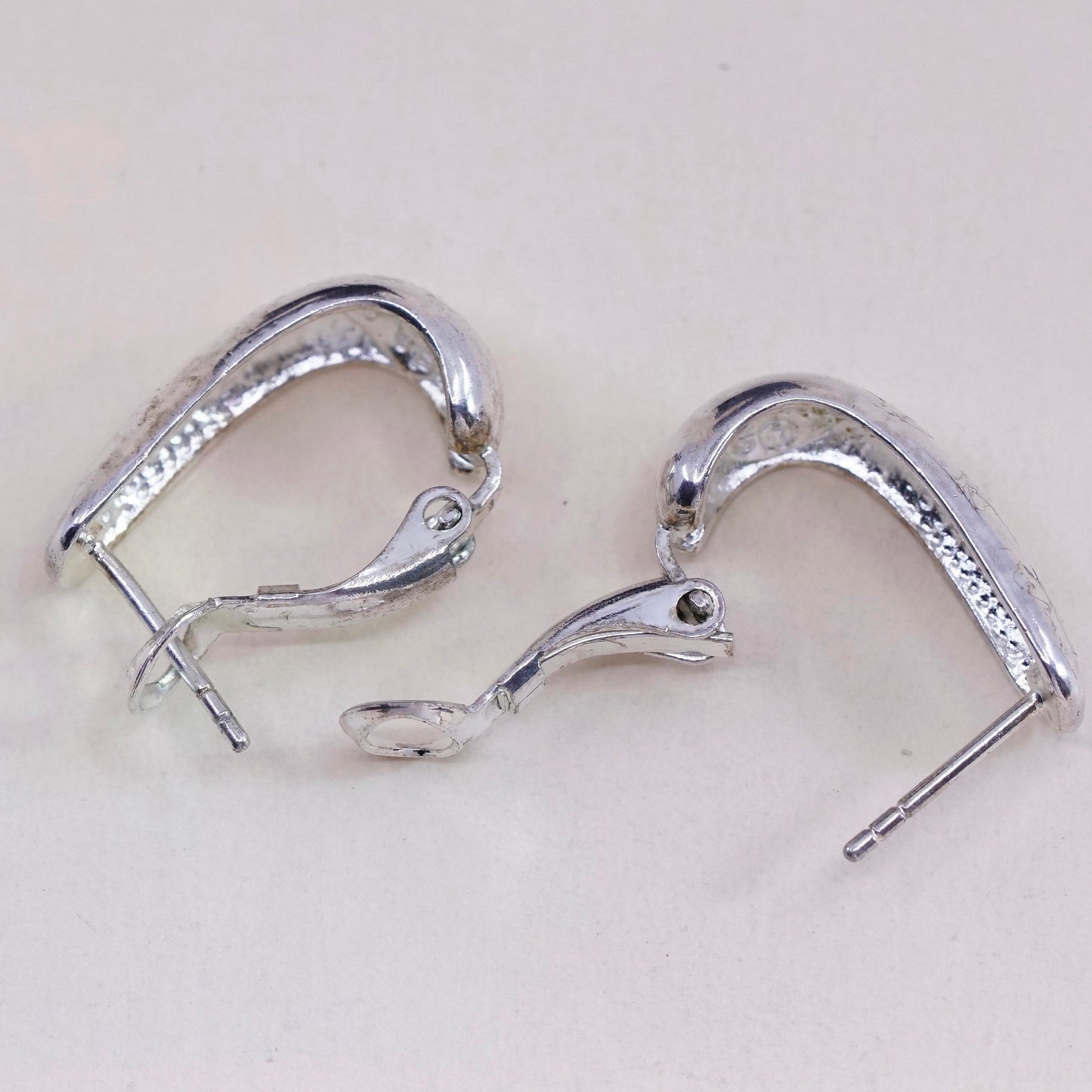 0.75”, vtg sterling silver loop earrings, fashion minimalist primitive hoops